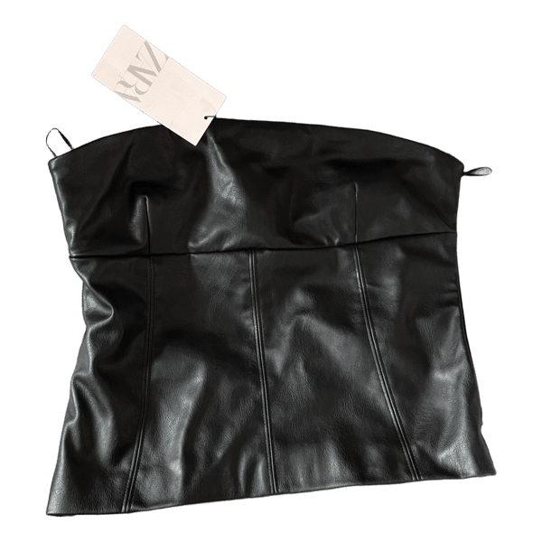 Black faux leather top
