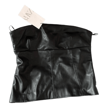 Black faux leather top