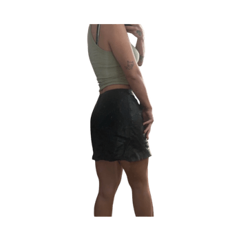 Black leather mini skirt
