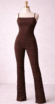 Brown ruched jumpsuit