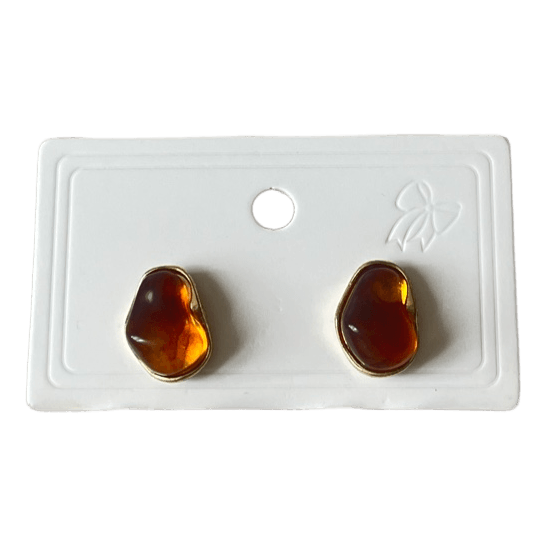 Brown amber stud earrings