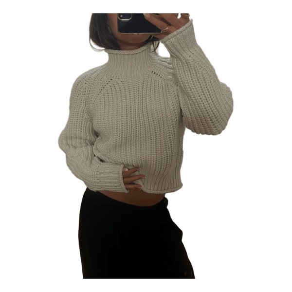 Beige striktrøje med rullekrave