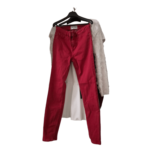 Red ankle grazer jeans