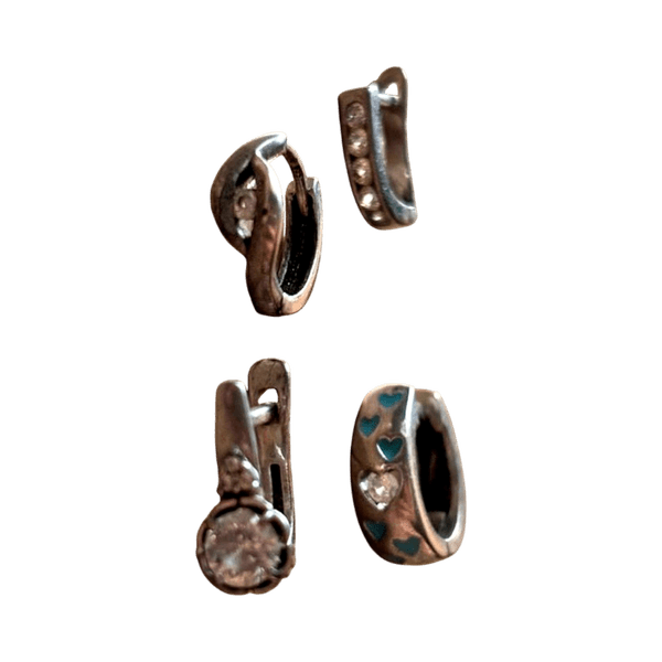 Silver tone earrings and charm