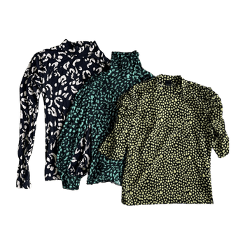 Patterned long sleeve tops, 3 pcs
