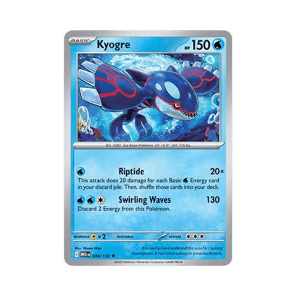 Kyogre 034/132 reverse holo Pokémon kortti