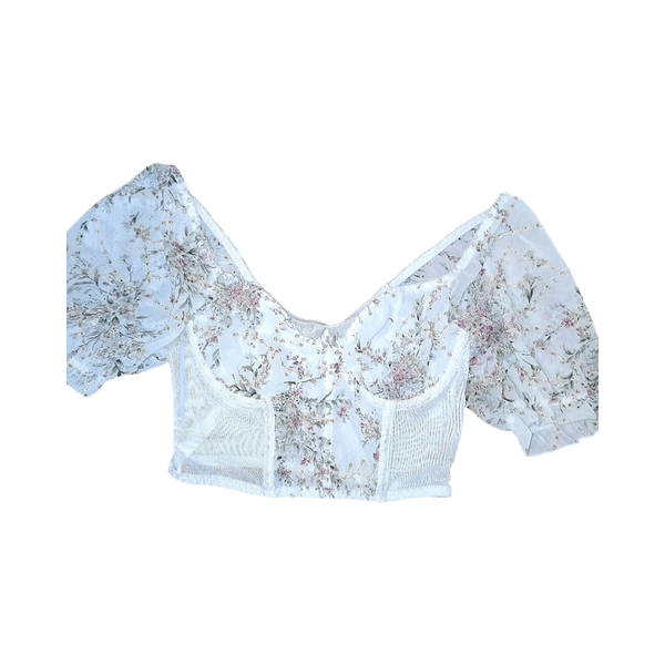 Valkoinen kirjailtu croptop