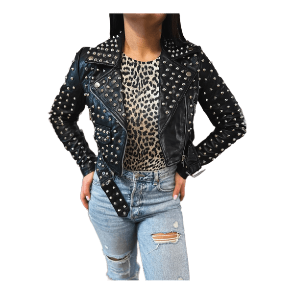 Black studded biker jacket