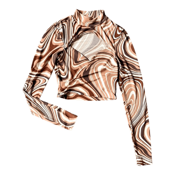 Swirl print cut-out top