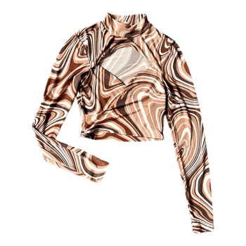 Swirl print cut-out top