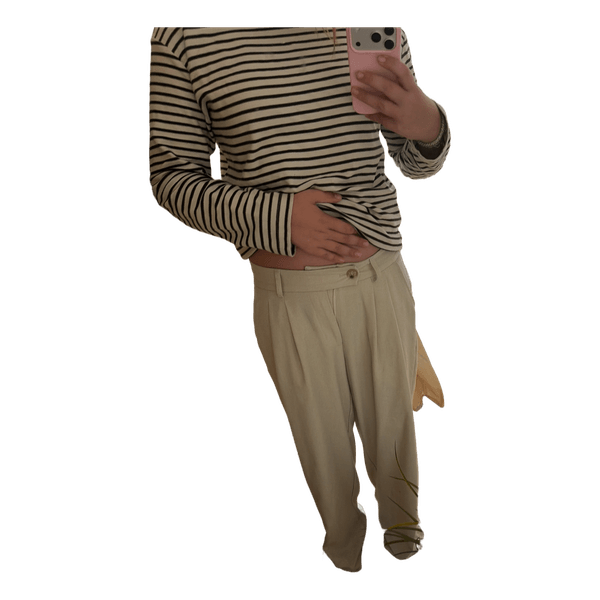 Beige habitbukser med læg