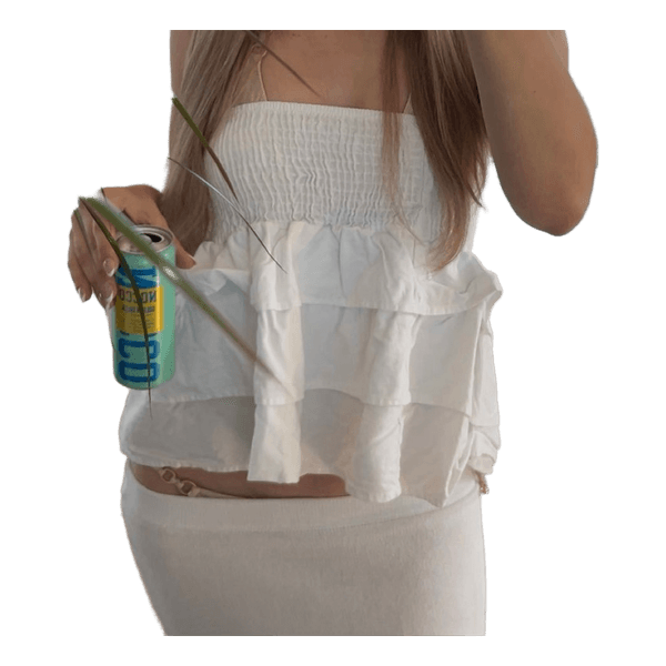 White strapless tiered top