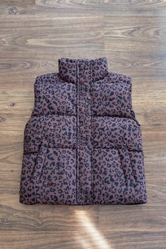 Leopard print puffer vest