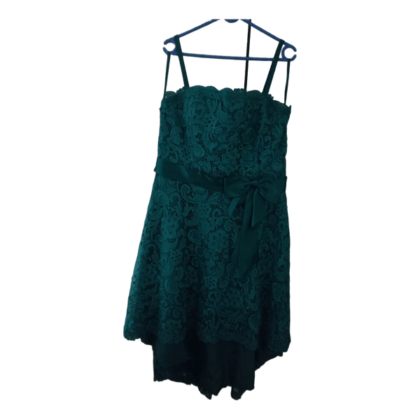Green lace midi dress