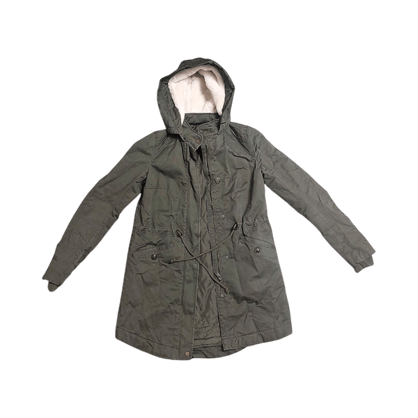 Green hooded parka