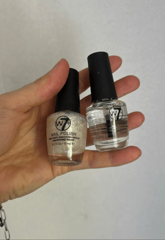 W7 Nail Polish / Clear glossy top coat with shimmer finish, 15 ml bottle