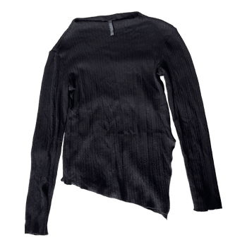 Black ribbed asymmetrical top