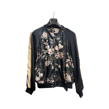 Black Floral Bomber Jacket
