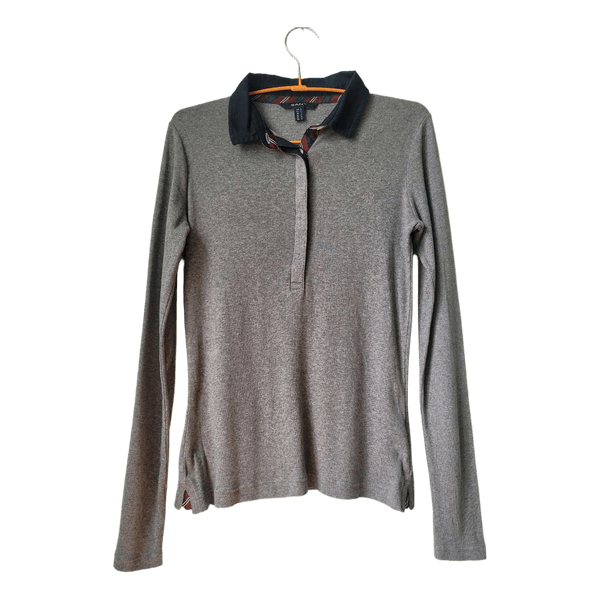 Grey cotton polo shirt