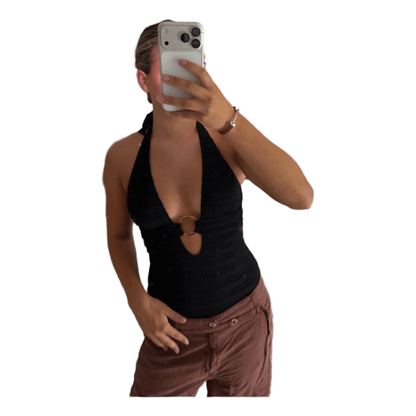Black halterneck top