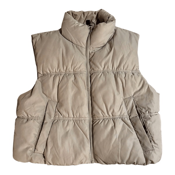 Beige quilted puffer vest