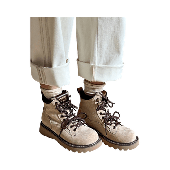 Chio2nd genuine leather ankle boots – beige vintage style