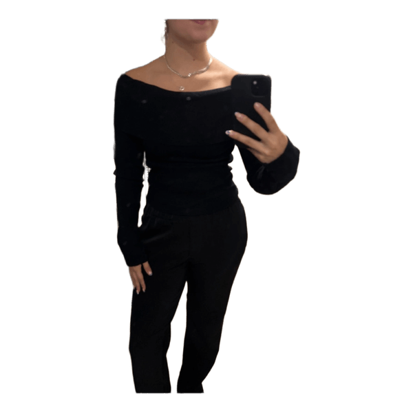Off shoulder strik trøje