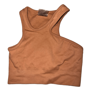 Brown ribbed sports top