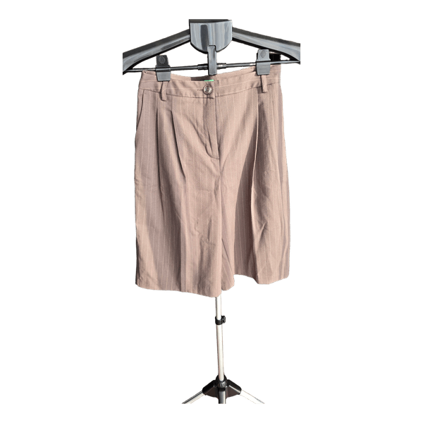 Brown pinstriped Bermuda shorts