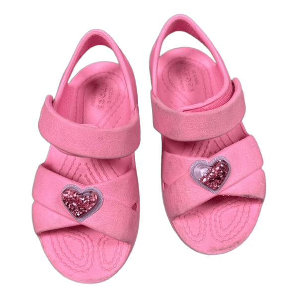 Pink Crocs heart sandals
