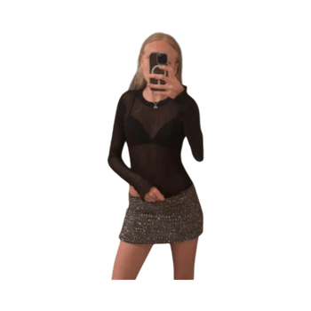 Black sheer ribbed top