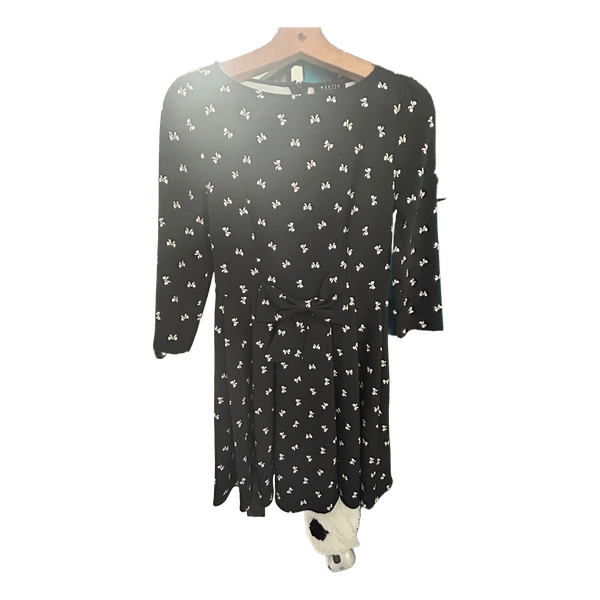 Black bow print dress