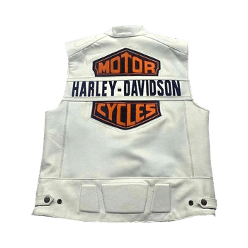 White leather motorcycle vest