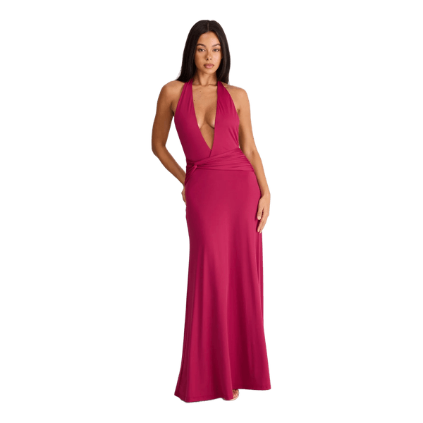 Pink halterneck maxikjole