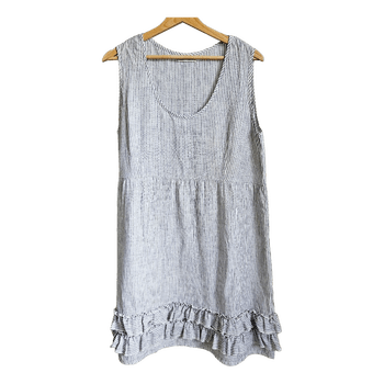 By Pia’s Design Linen Striped Dress L Scandi Minimalist Coastal