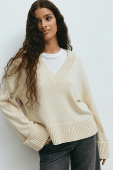 V-neck knitted sweater