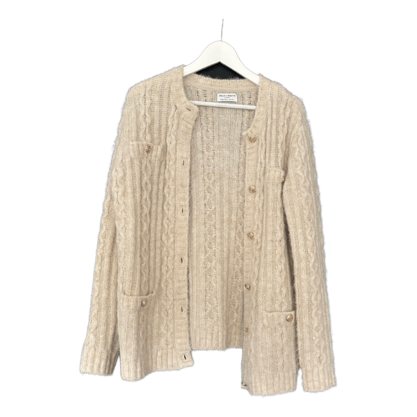 Beige cable knit cardigan. Lindex