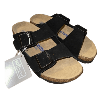 Black suede Birkenstock sandals