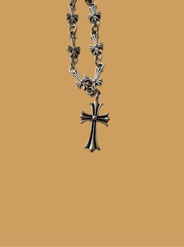 Gothic Cross Link Bracelet - Chrome Hearts Style - Sterling Silver Finish