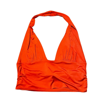 Red halter neck crop top