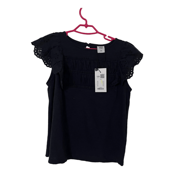 Black ruffle sleeve top