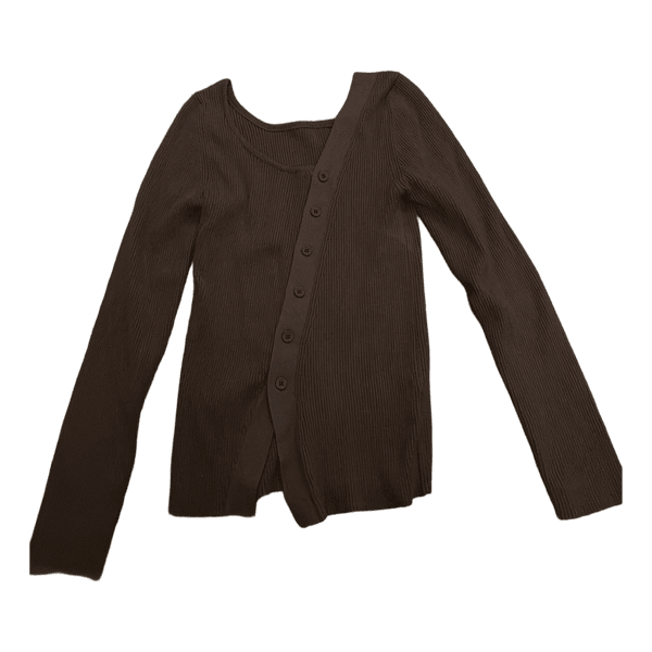 Brun ribstrikket cardigan