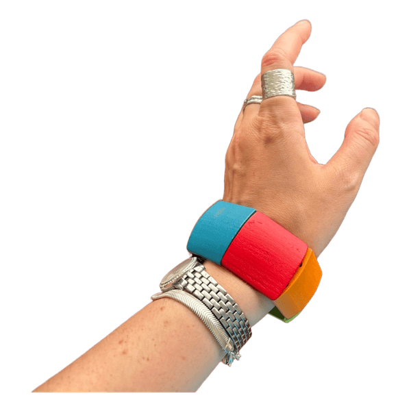 Multicolor wooden oversized vintage bracelet