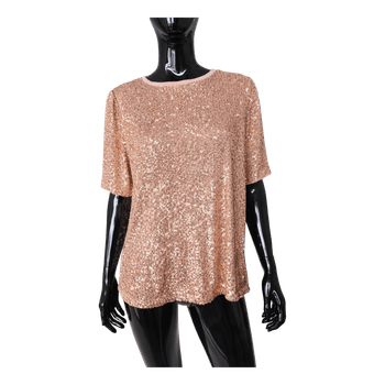 Et Vous Sequin Top Womens Size 18 Gold Blush Party Evening Short Sleeve Blouse
