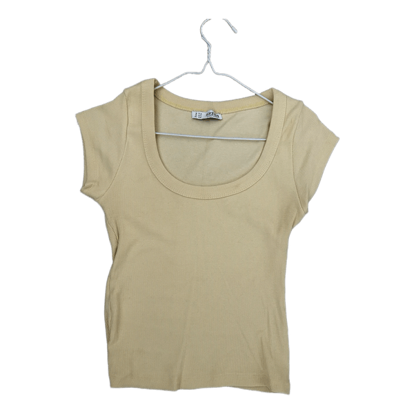 Gul ribbet t-shirt