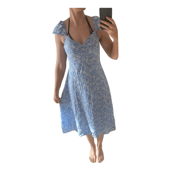 Summer mididress white with blue L-XL