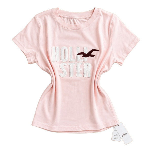 Pink Hollister logo t-shirt
