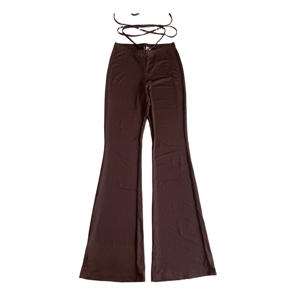 Brown flare tie trousers