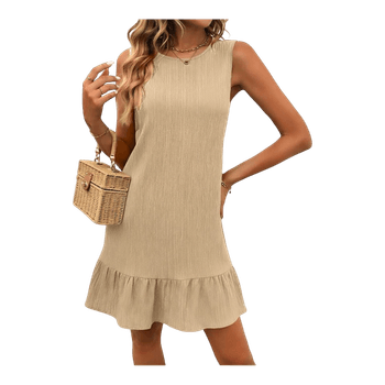 Beige textured mini dress