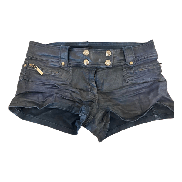 Black metallic zipper shorts